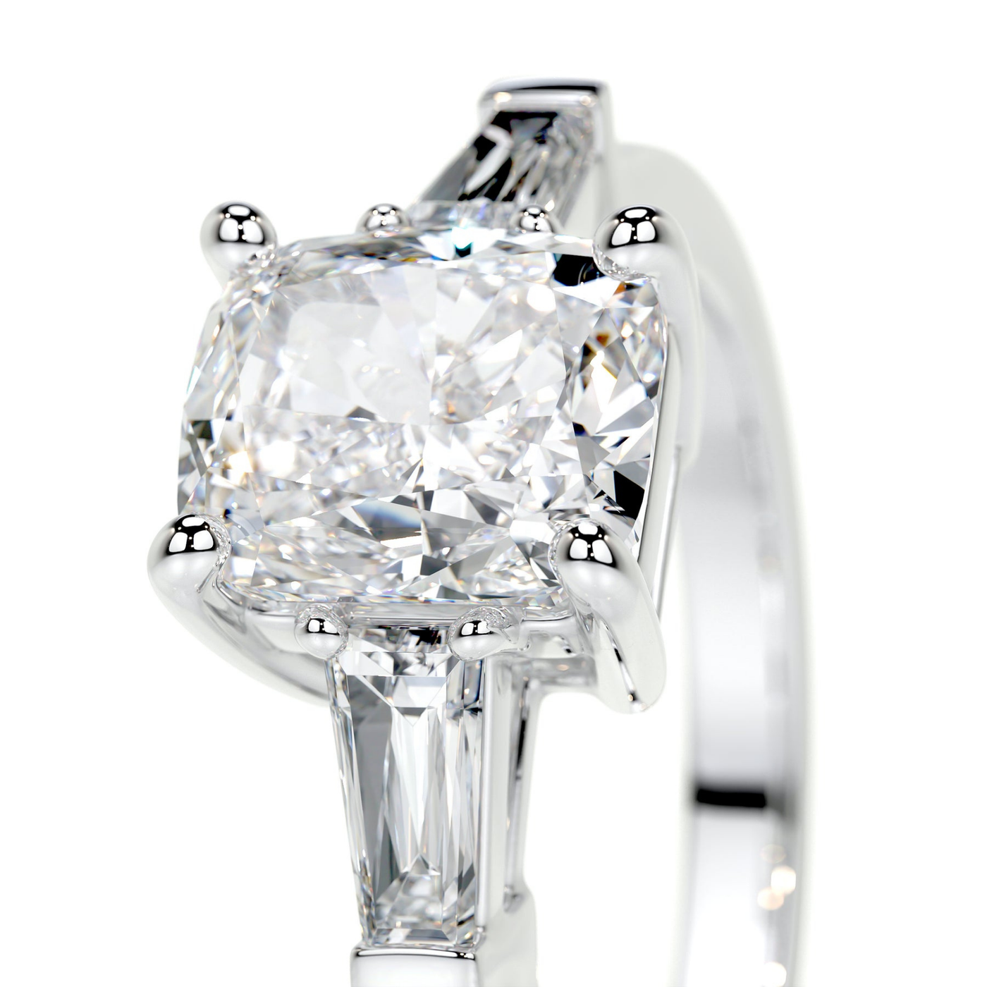 3 Stone - Cushion & Baguette Engagement Ring