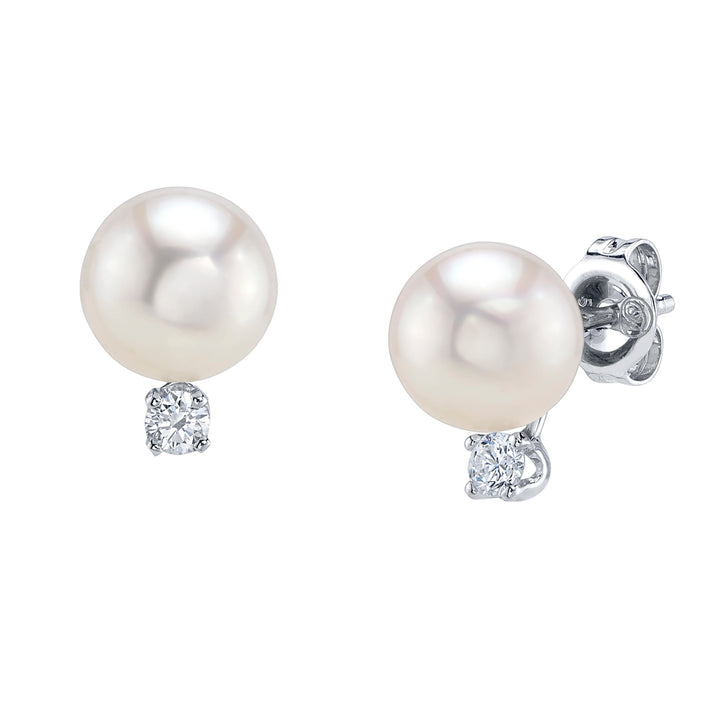 8mm Akoya Pearl & Diamond Earring