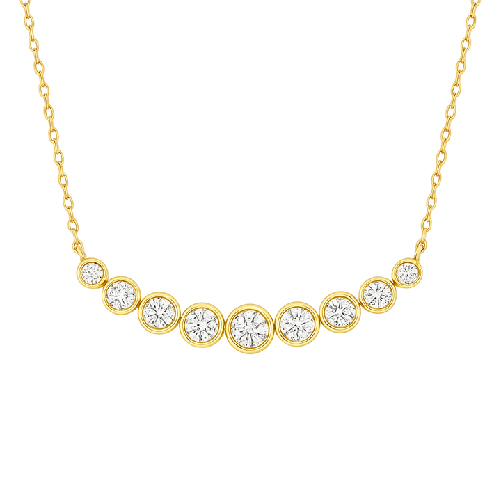 Diamond Bezel Set Yellow Gold Fashion Necklace