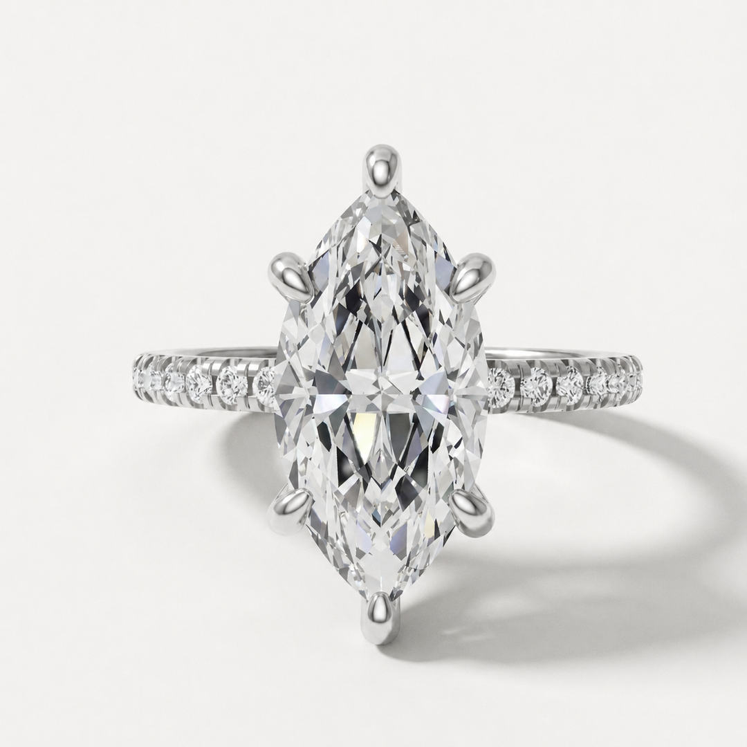 Marquise accented diamond engagement ring, alternate view