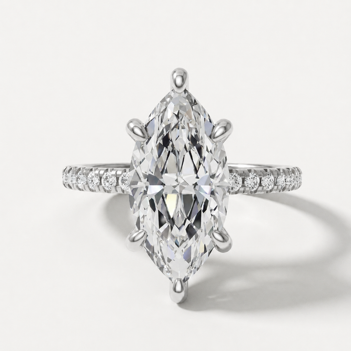 Marquise accented diamond engagement ring, alternate view