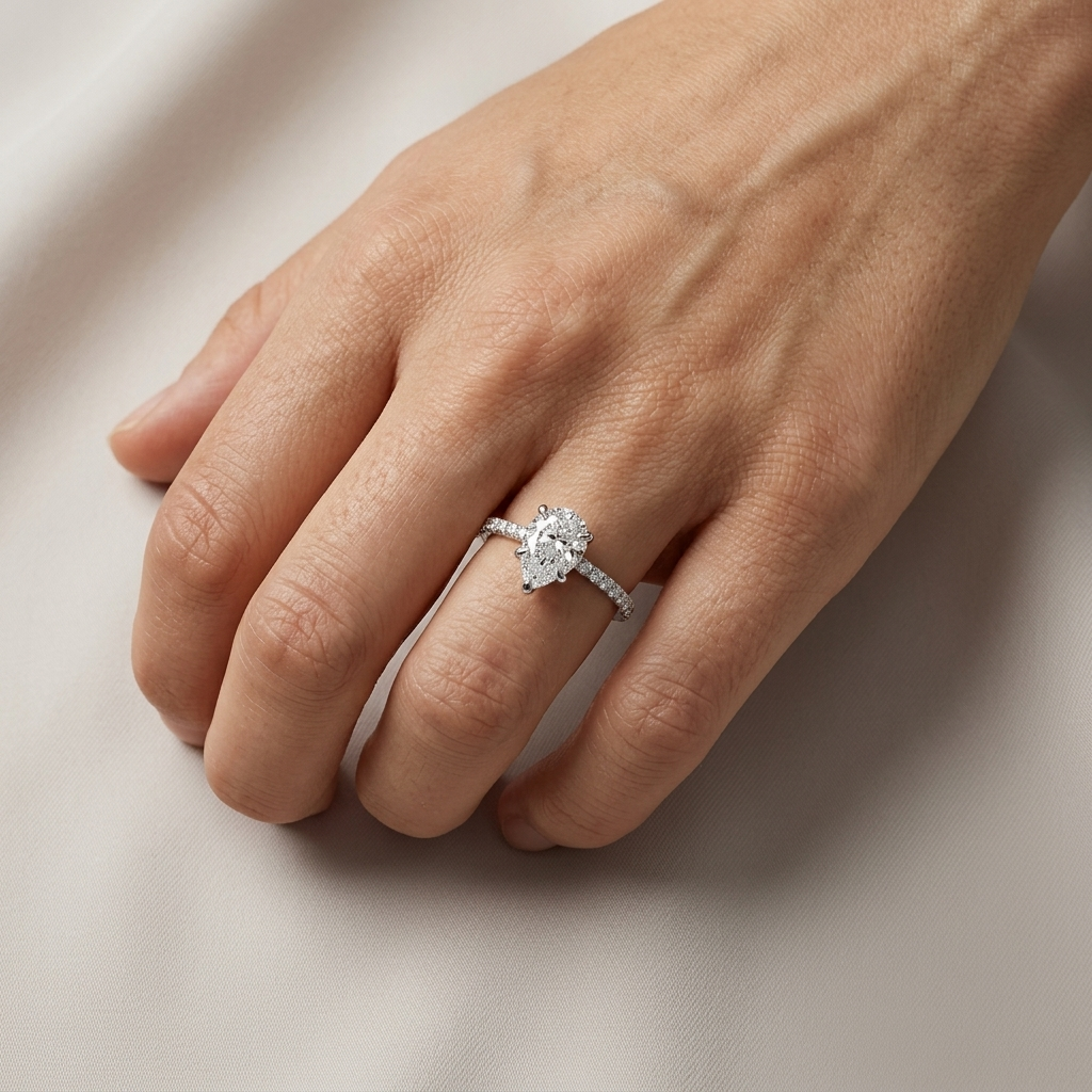 Accented pear diamond engagement ring, additional view