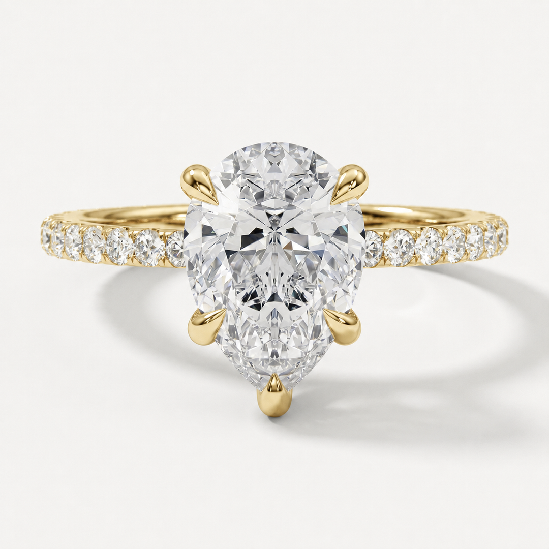 Accented pear diamond engagement ring, alternate view