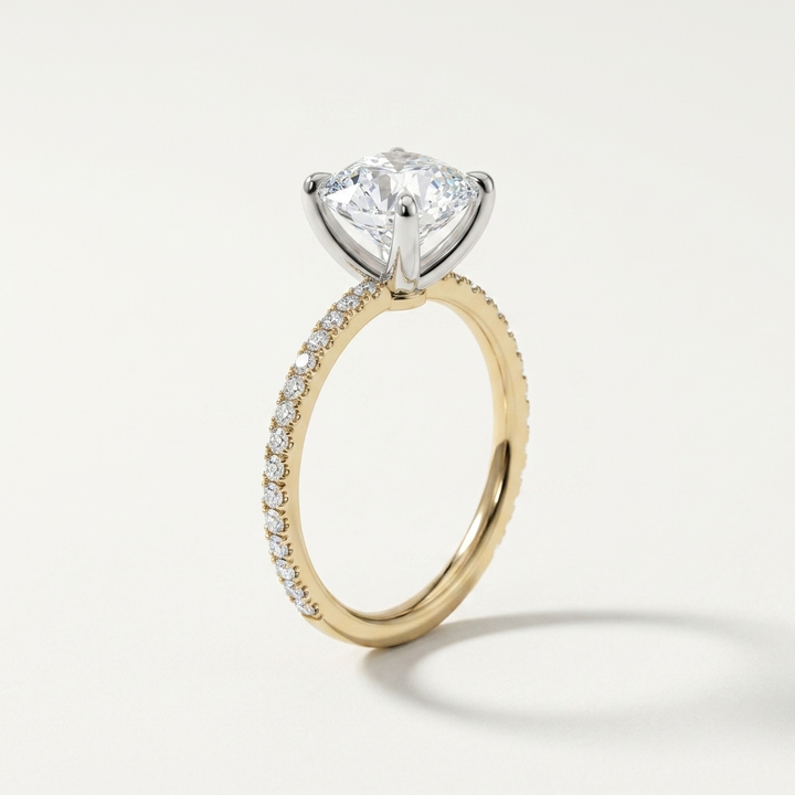 Round accented diamond engagement ring, alternate view