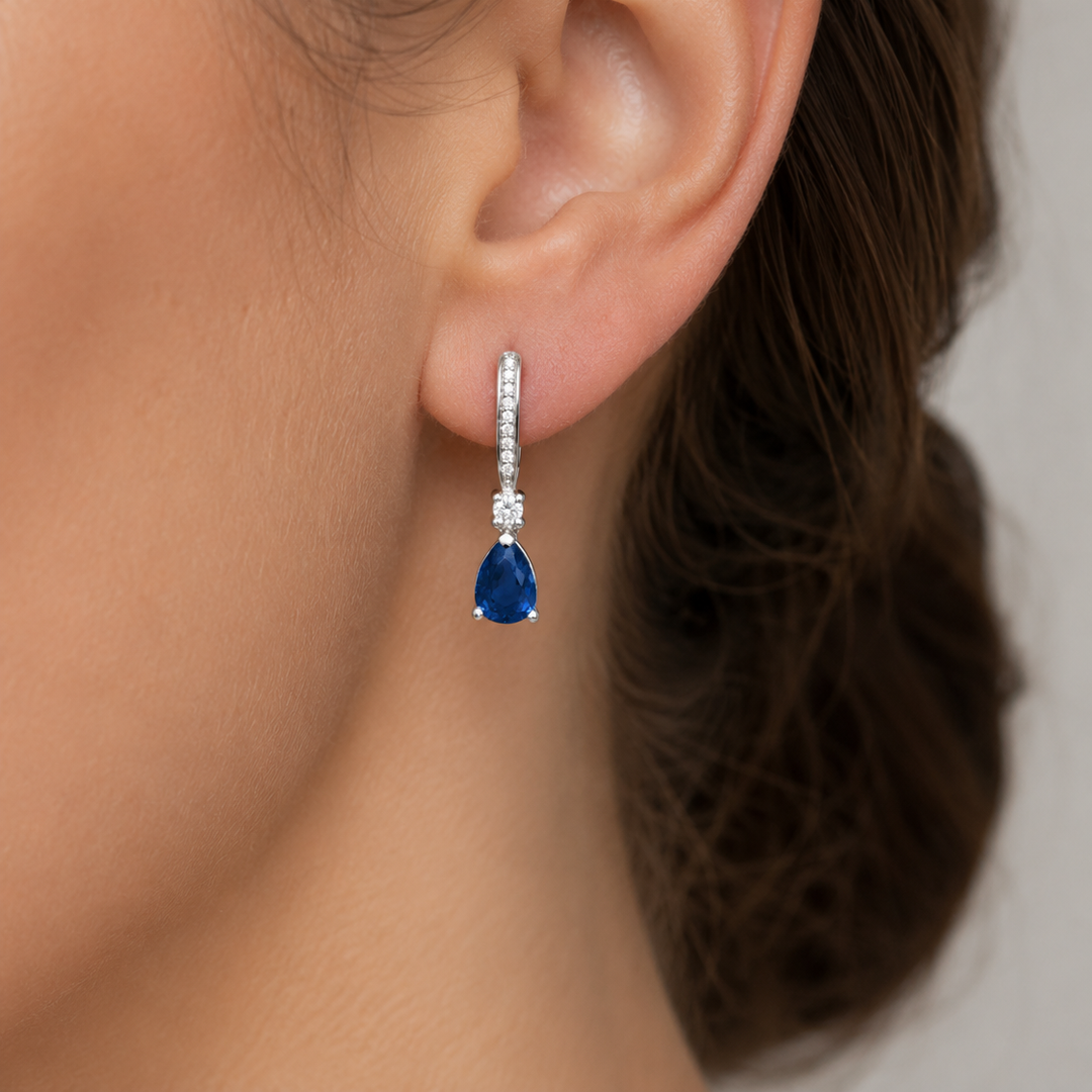 2.60ctw Pear Shape & Diamond White Gold Earrings