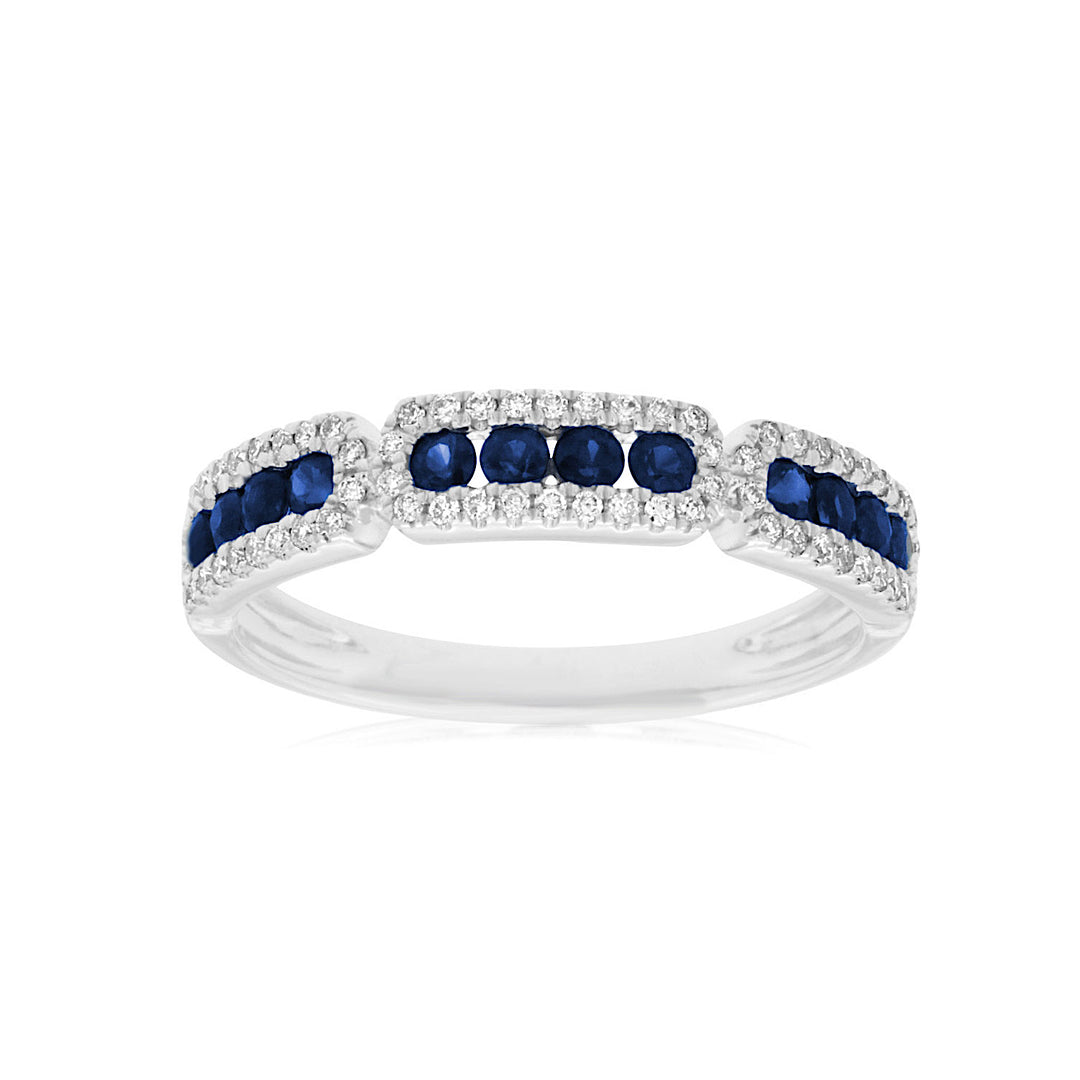 Elegant blue sapphire and diamond ring featuring a stunning deep blue sapphire accented by shimmering diamonds for a timeless and sophisticated look.