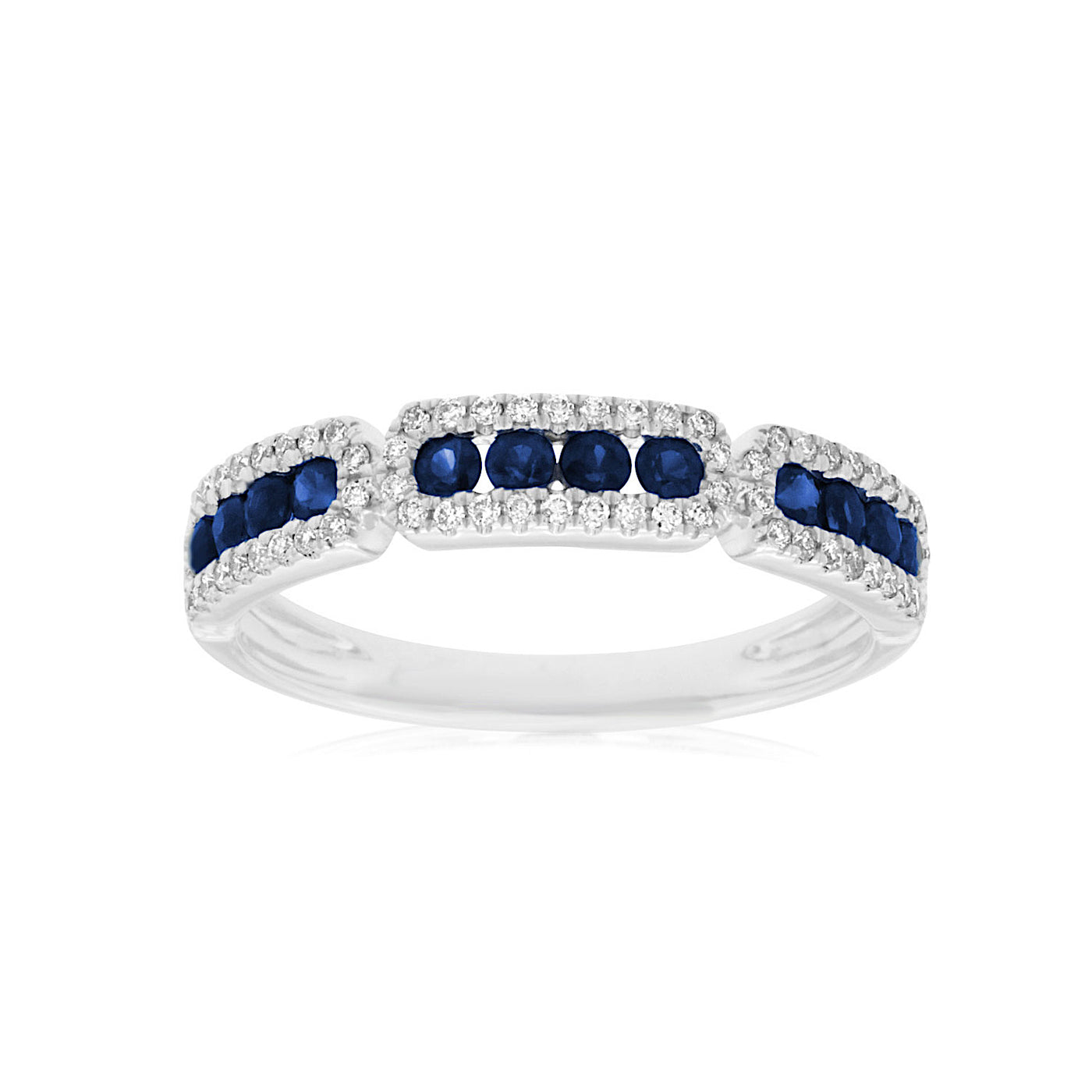 Blue Sapphire & Diamond White Gold Ring
