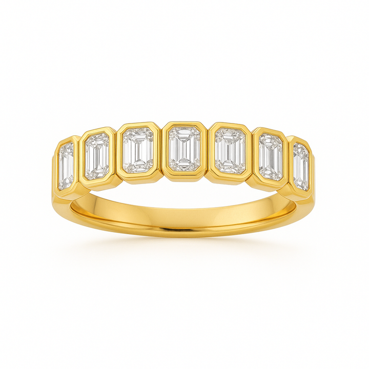 Emerald Cut Bezel Set Diamond Band
