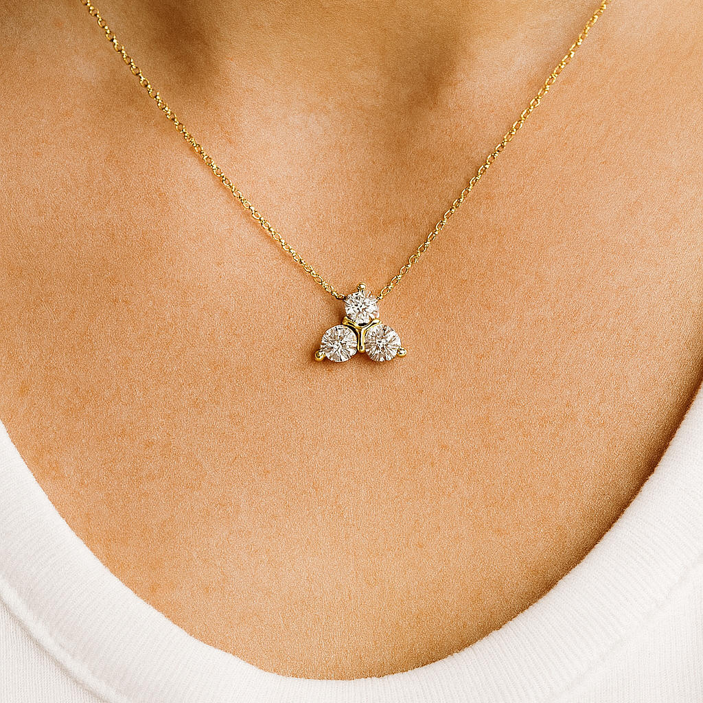 1.00ctw Round Cut Lab Grown Diamond Set Necklace
