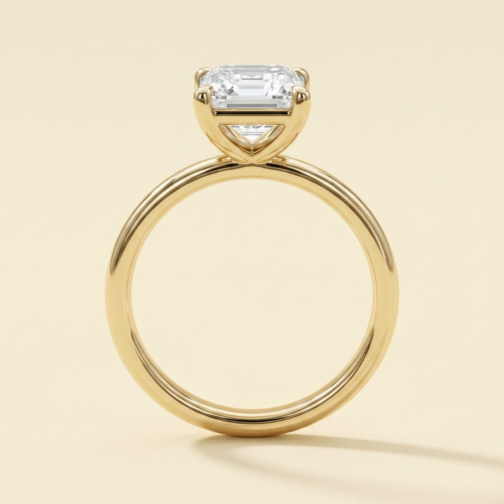 Asscher cut diamond solitaire engagement ring, additional view