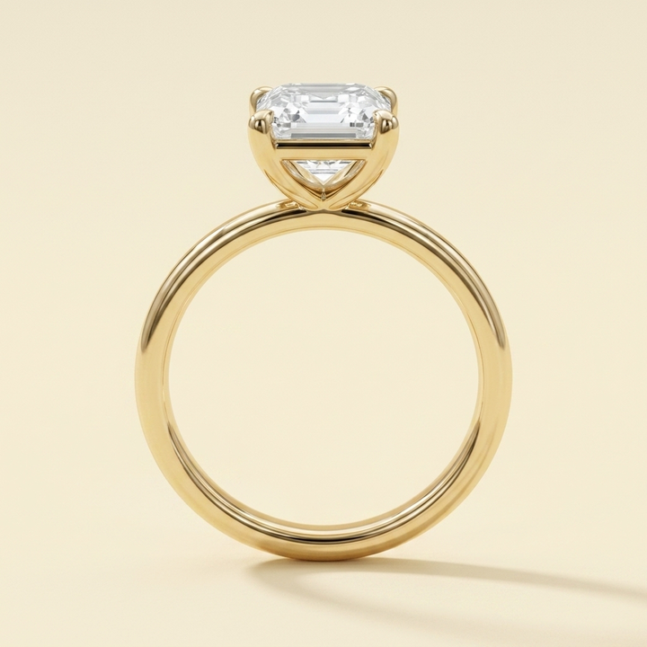 Asscher cut diamond solitaire engagement ring, additional view