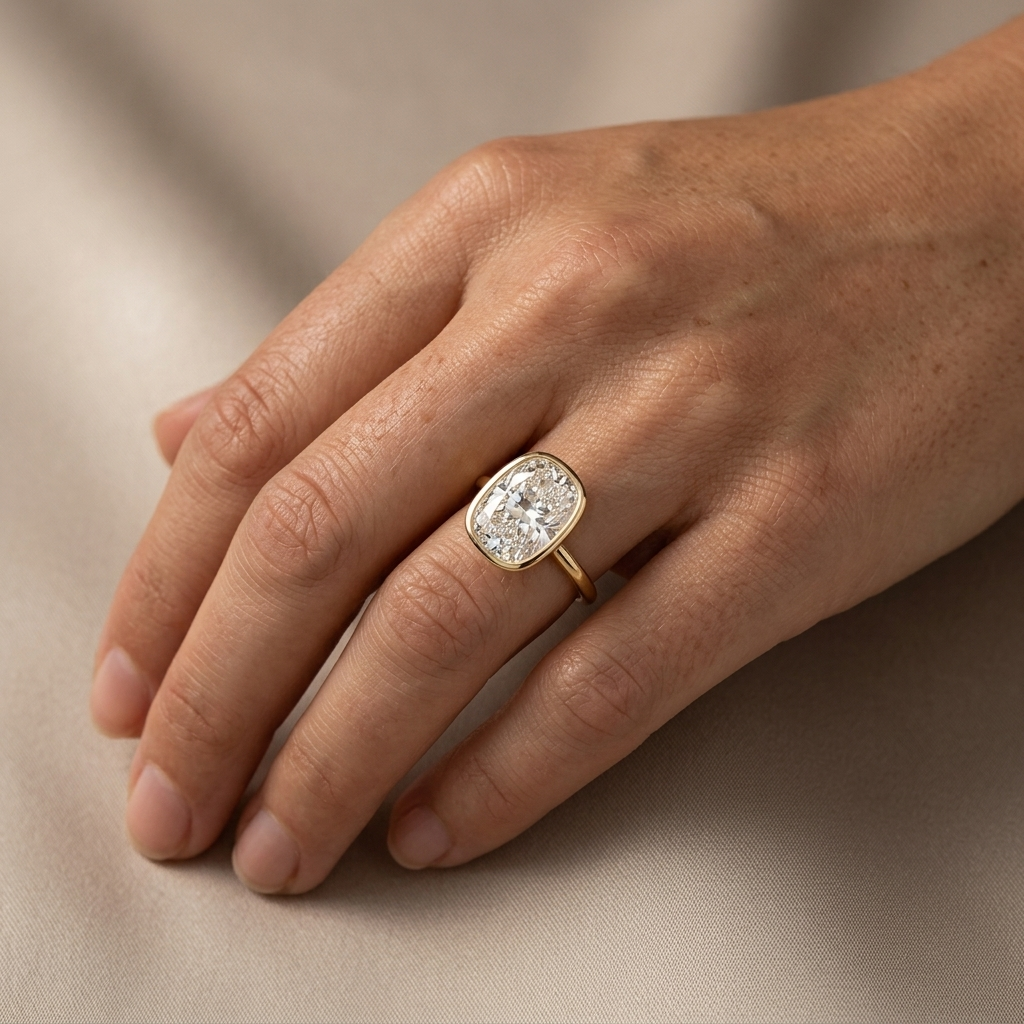Bezel Set Elongated Cushion