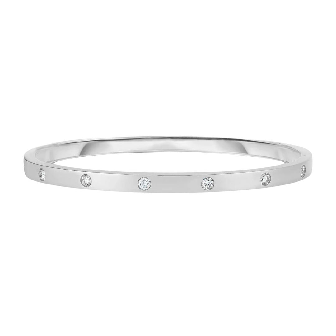 1.35ctw Round Diamond Bezel Set 14kt White Gold Bangle