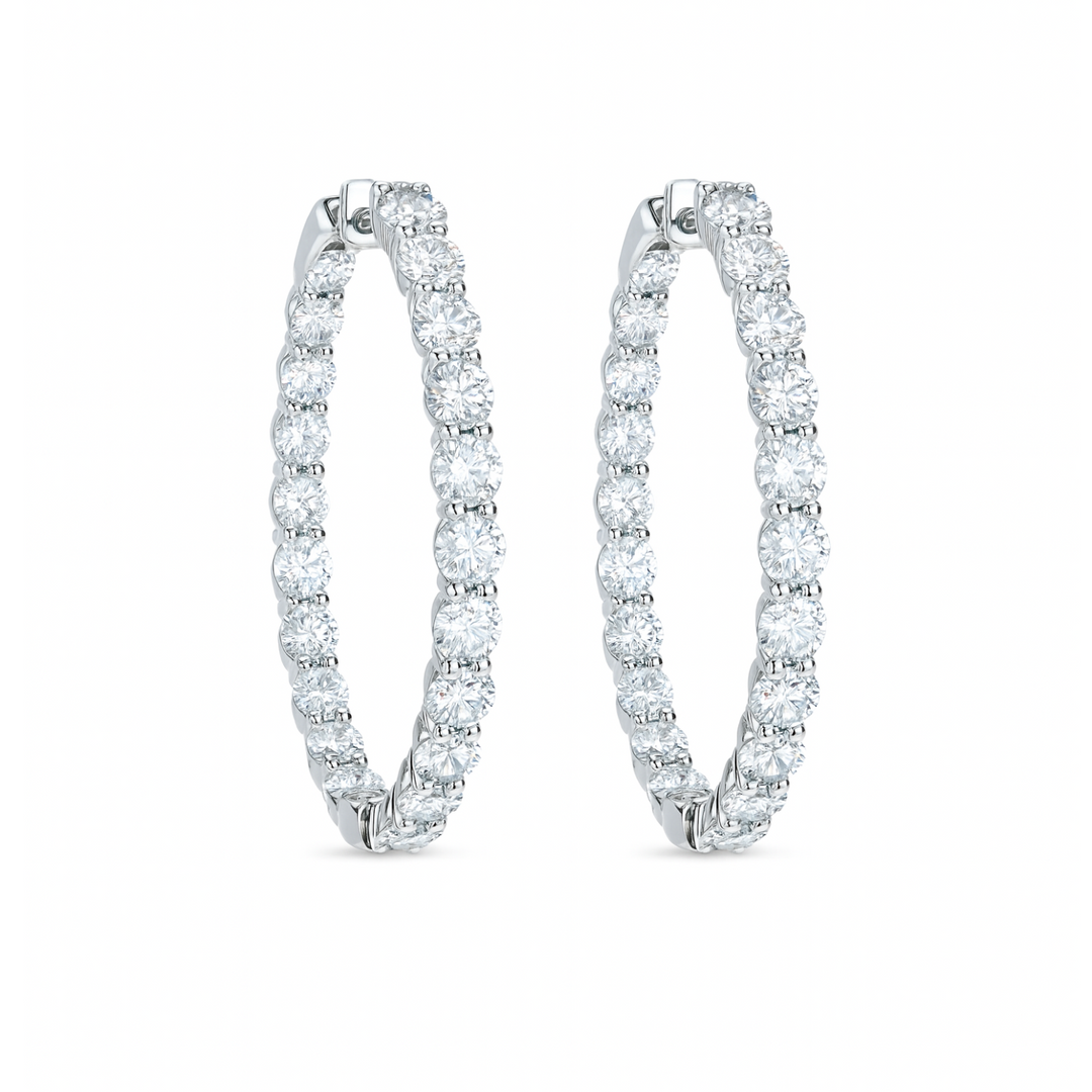 6.36ctw Diamond Elongated Oval Hoops