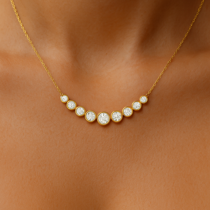 Diamond Bezel Set Yellow Gold Fashion Necklace