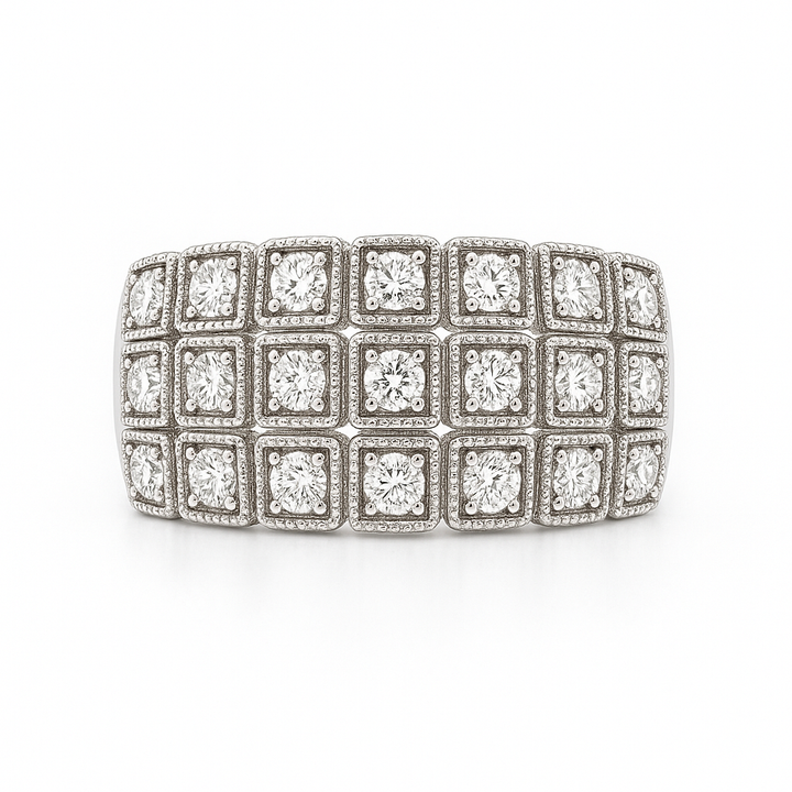 Diamond Deco 3-Row Ring