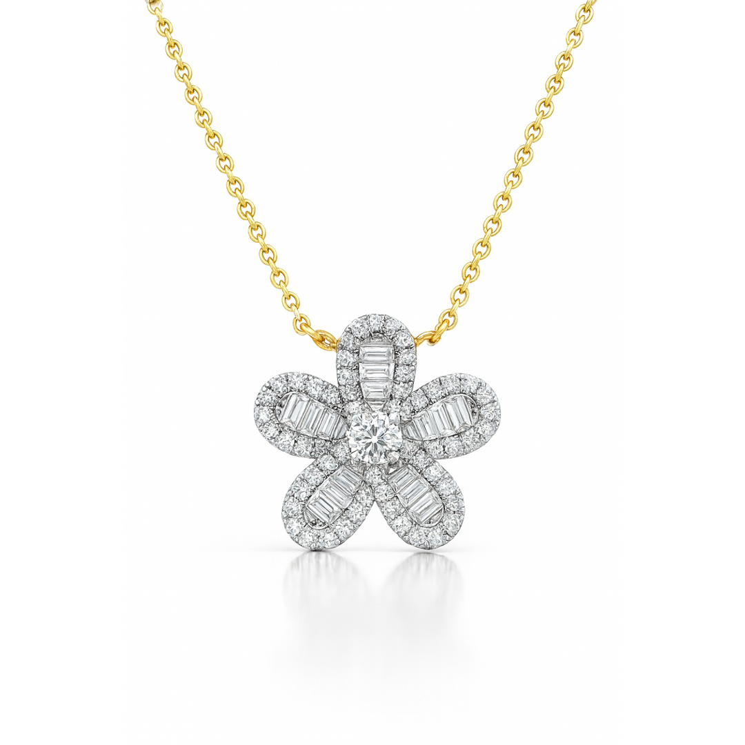 Diamond Floral Pave' Necklace