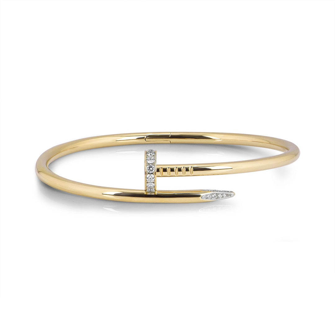 Diamond Nail Yellow Gold Bangle