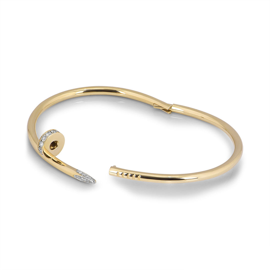 Diamond Nail Yellow Gold Bangle