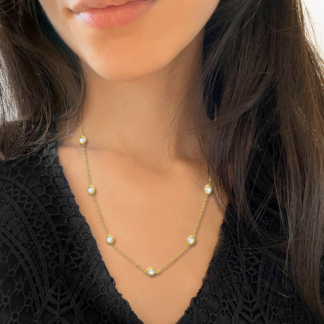 Diamond Bezel Set Station Necklace