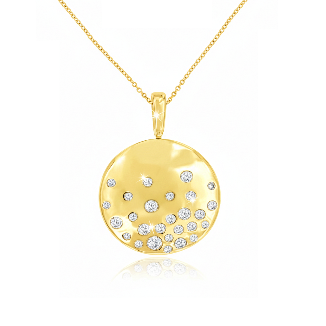 Diamond Yellow Gold Disc Necklace