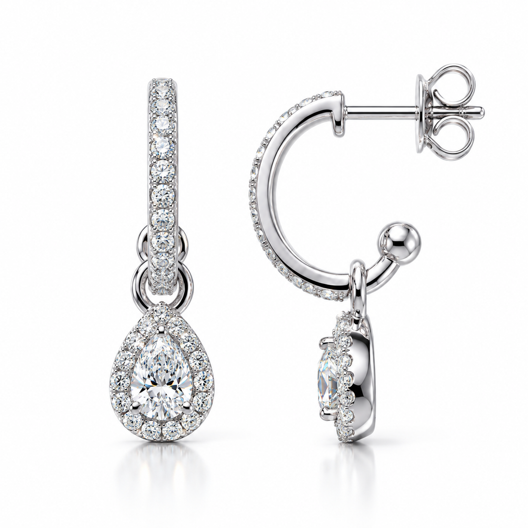 Diamond Pear Shape Dangle Earrings