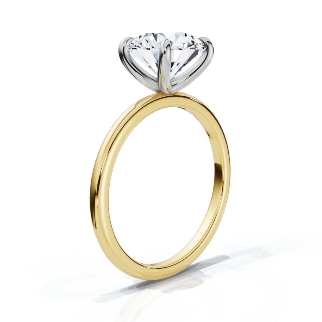 Timeless round solitaire diamond ring, featuring a brilliant round center diamond set in a classic four-prong setting, offering a simple yet elegant design perfect for engagements or special occasions.