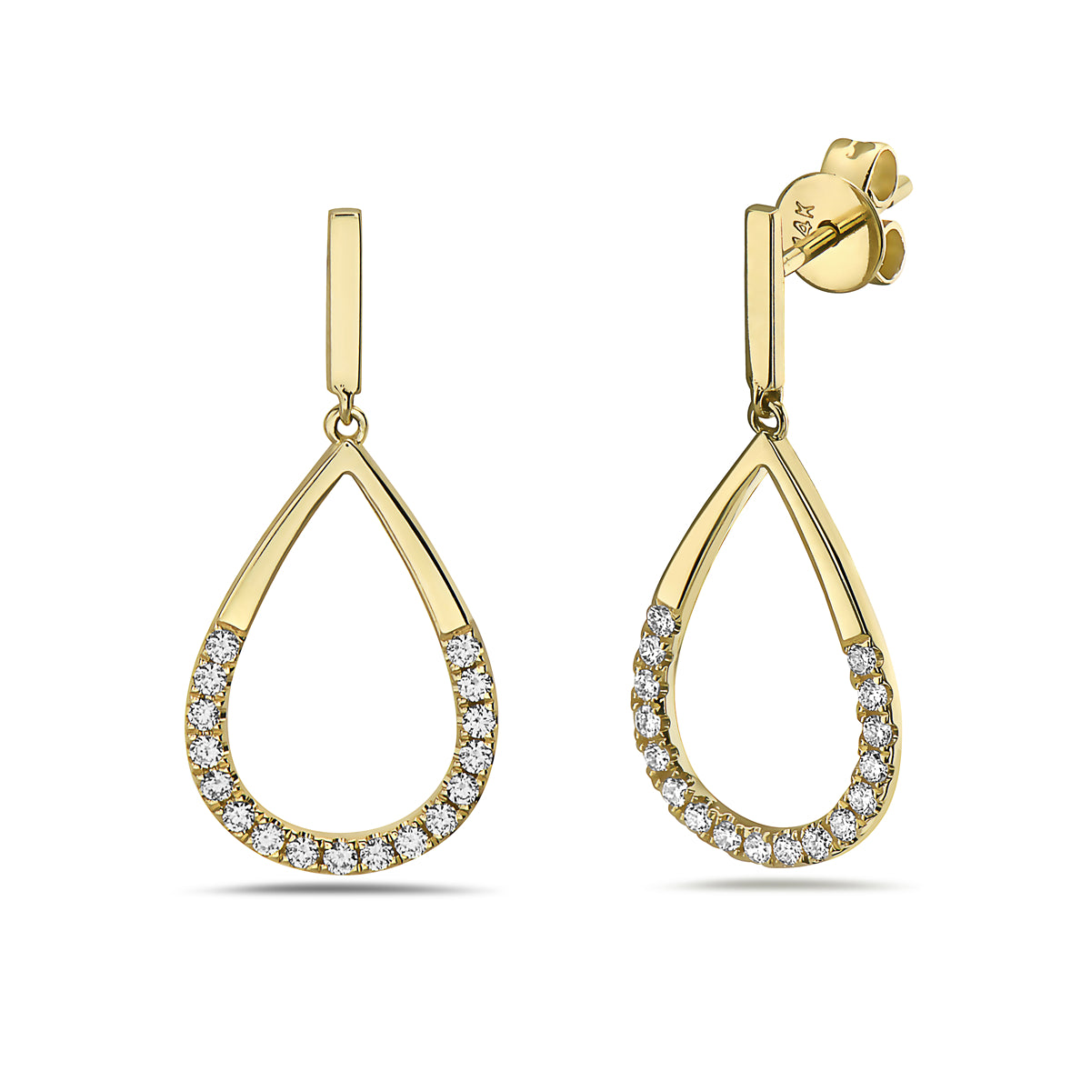 0.33ctw Diamond Pave Drop 14kt Yellow Gold Earrings