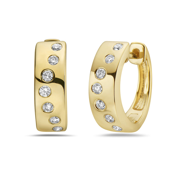 Bezel Diamond Hoop Earrings