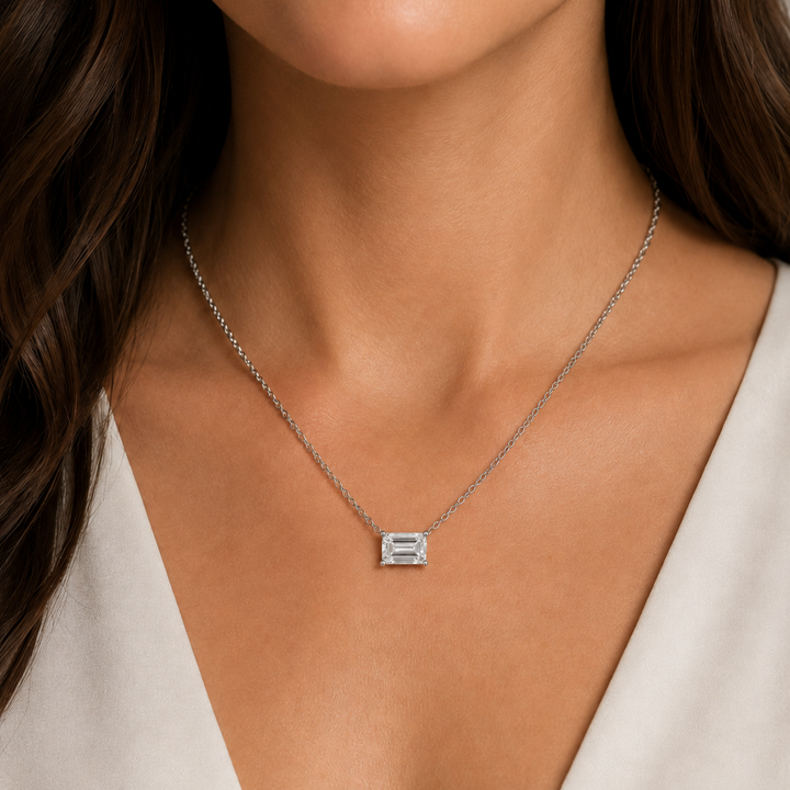 2.03cts Emerald Cut  Lab Grown Diamond Set Necklace