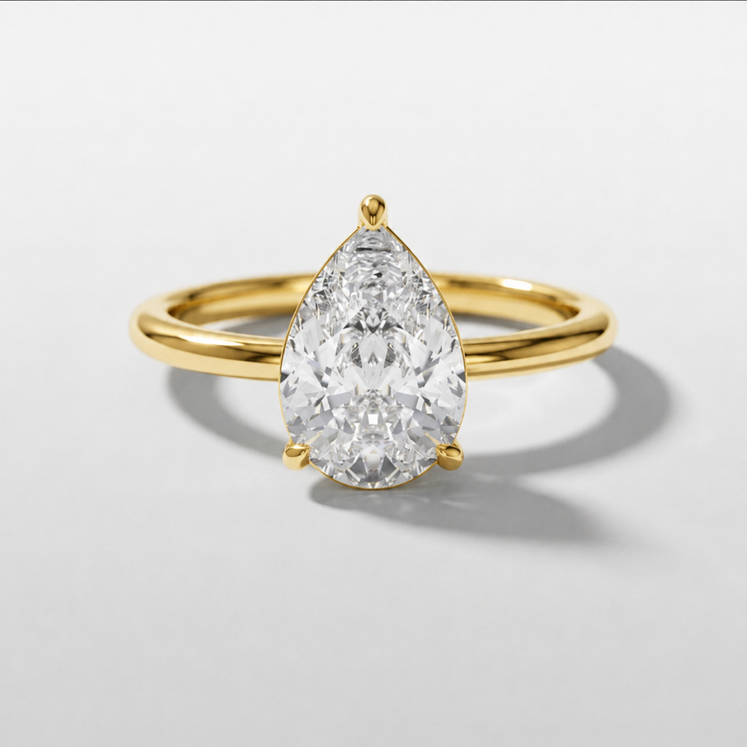 Pear hidden halo solitaire engagement ring, alternate view