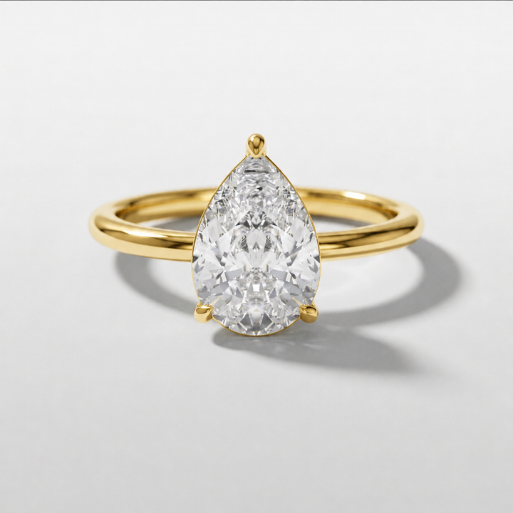 Pear hidden halo solitaire engagement ring, alternate view