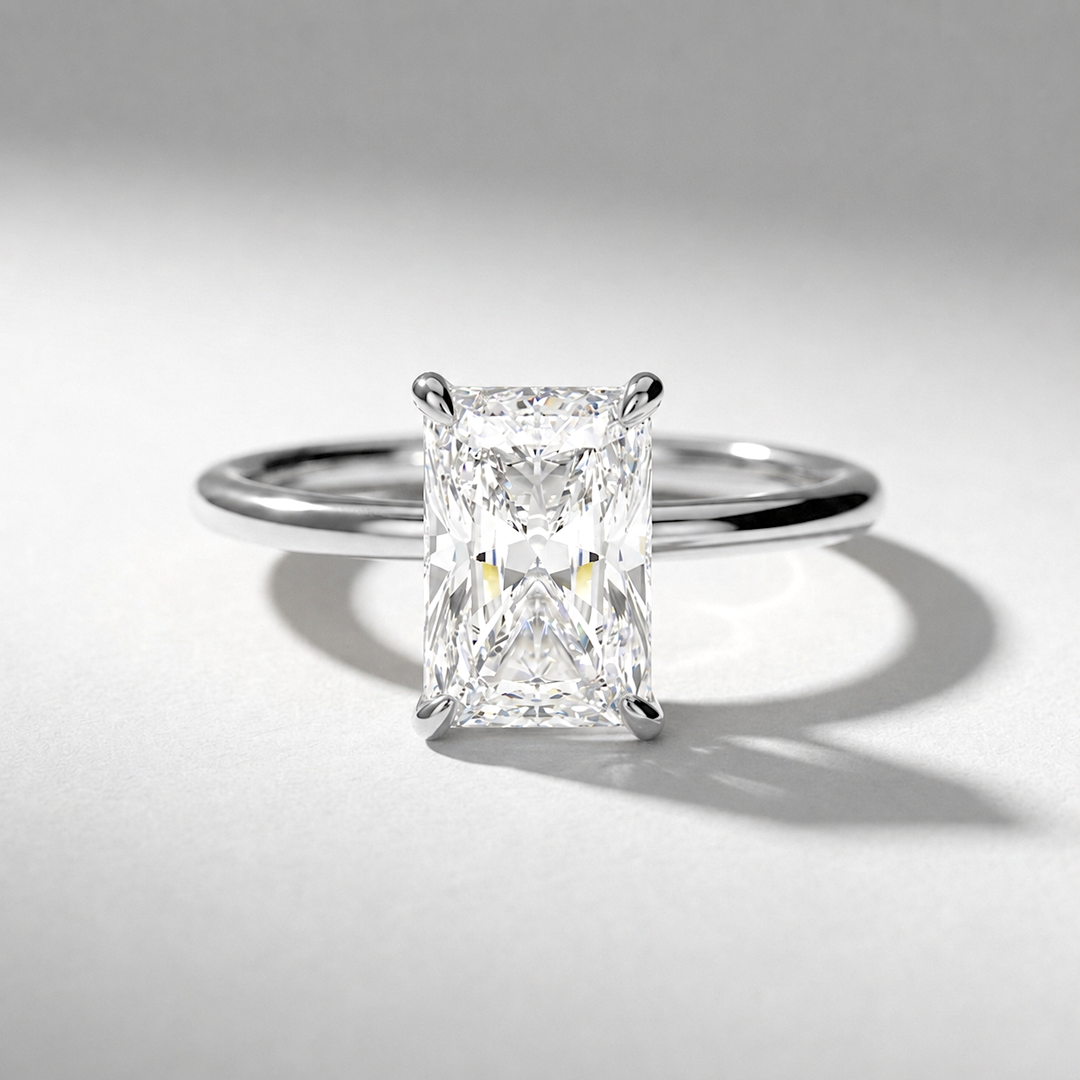 Radiant hidden halo solitaire engagement ring, alternate view