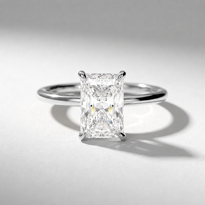 Radiant hidden halo solitaire engagement ring, alternate view