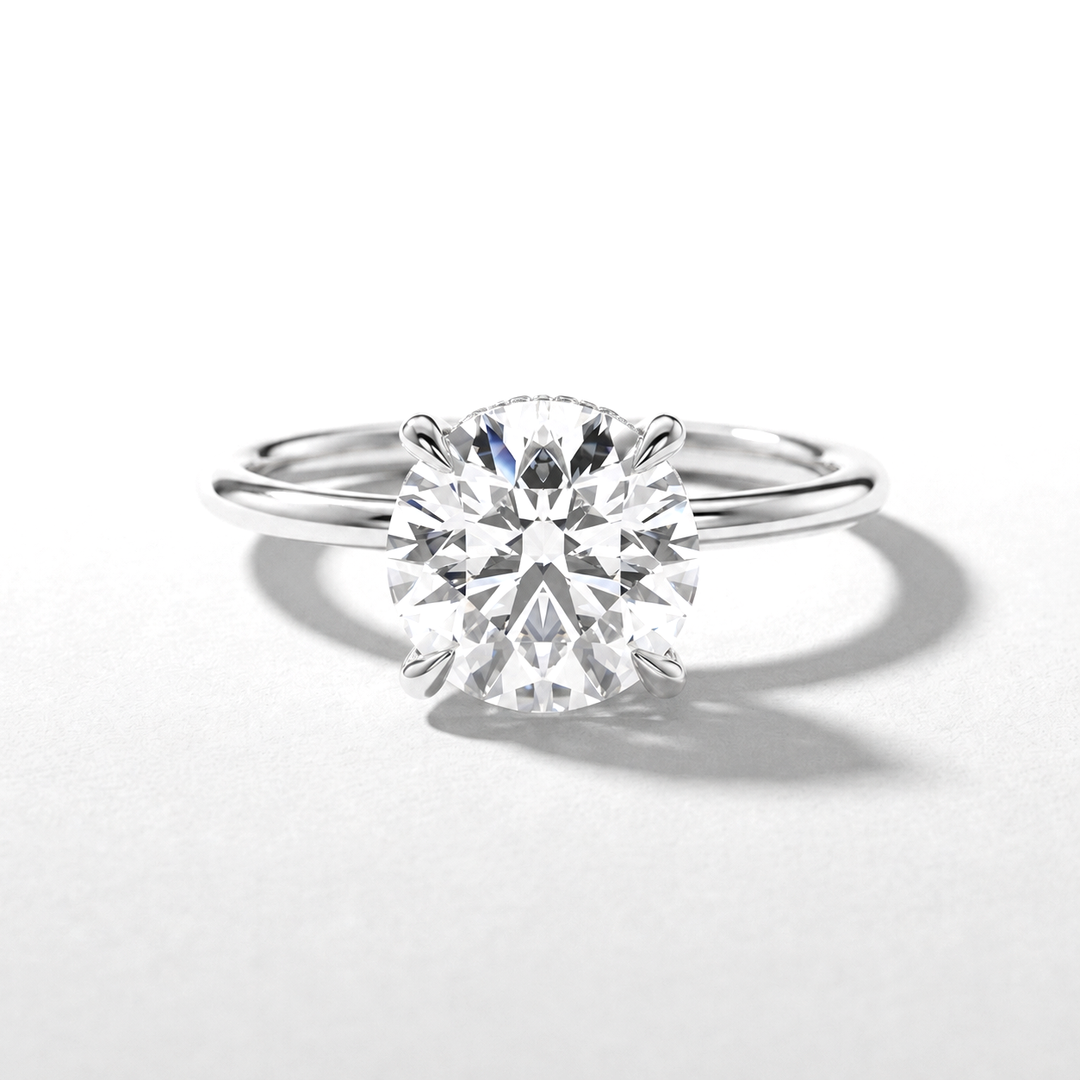 Round hidden halo solitaire engagement ring, alternate view