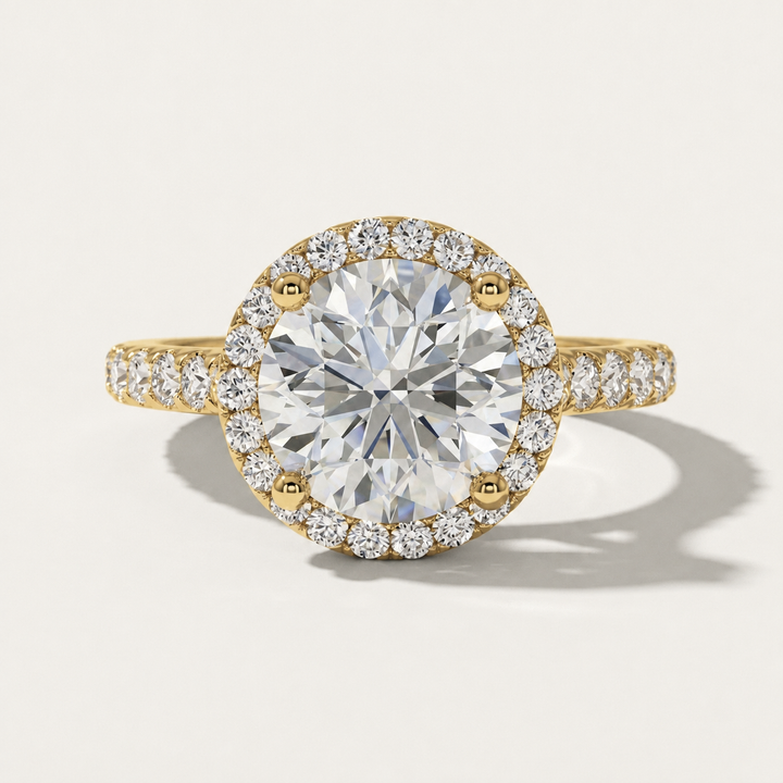Round diamond halo engagement ring, alternate view