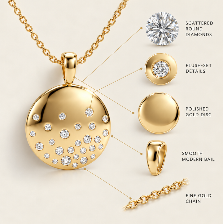 Diamond Yellow Gold Disc Necklace