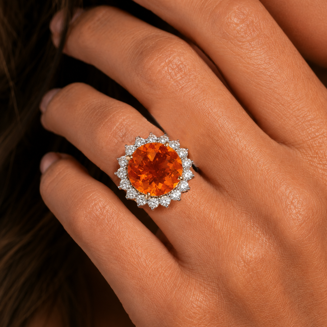 Mexican Opal & Diamond Yellow Gold Ring