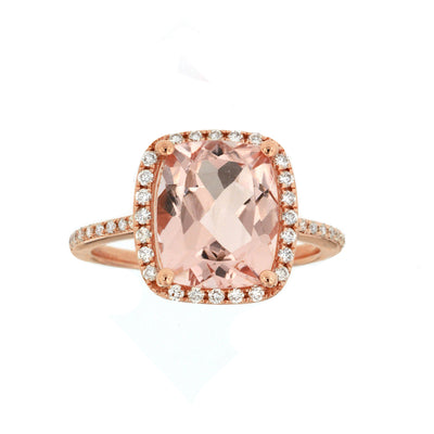 Cushion Morganite & Diamond Rose Gold Fashion Ring