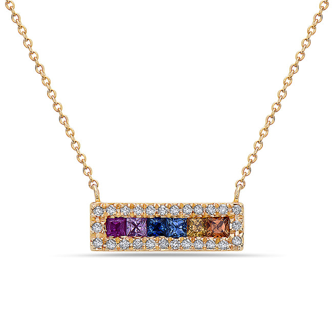 0.50ctw Sapphire & Diamond Fashion 14kt Yellow Gold Necklace