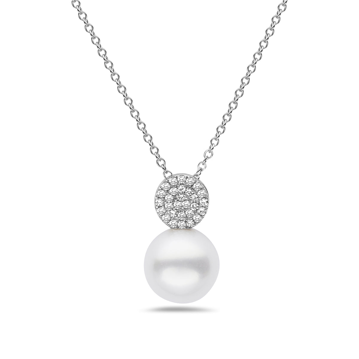 0.15ctw Diamond & Cultured Pearl Fashion 14kt White Gold Necklace