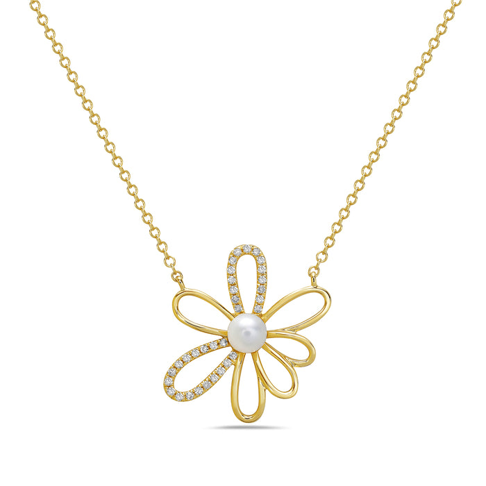 Diamond & Pearl Floral Necklace