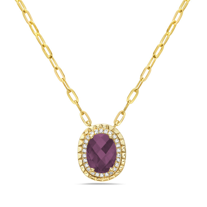 Oval Amethyst & Diamond Necklace