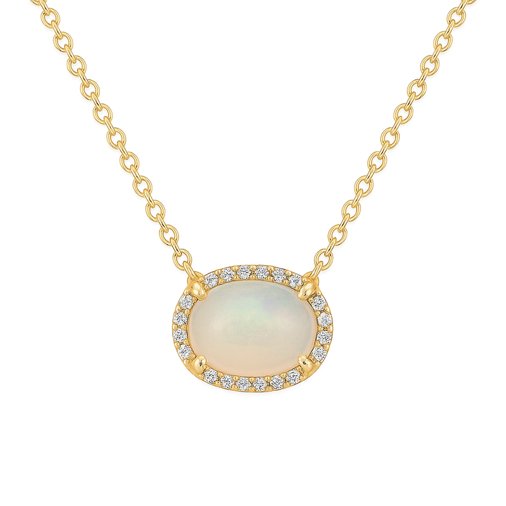 Opal & Diamond Halo Necklace