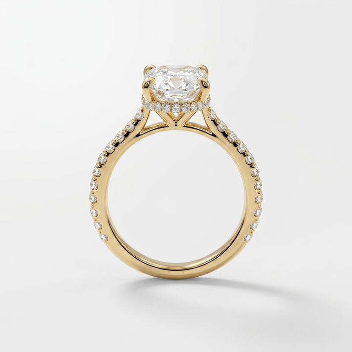 Accented oval diamond engagement ring, detail view