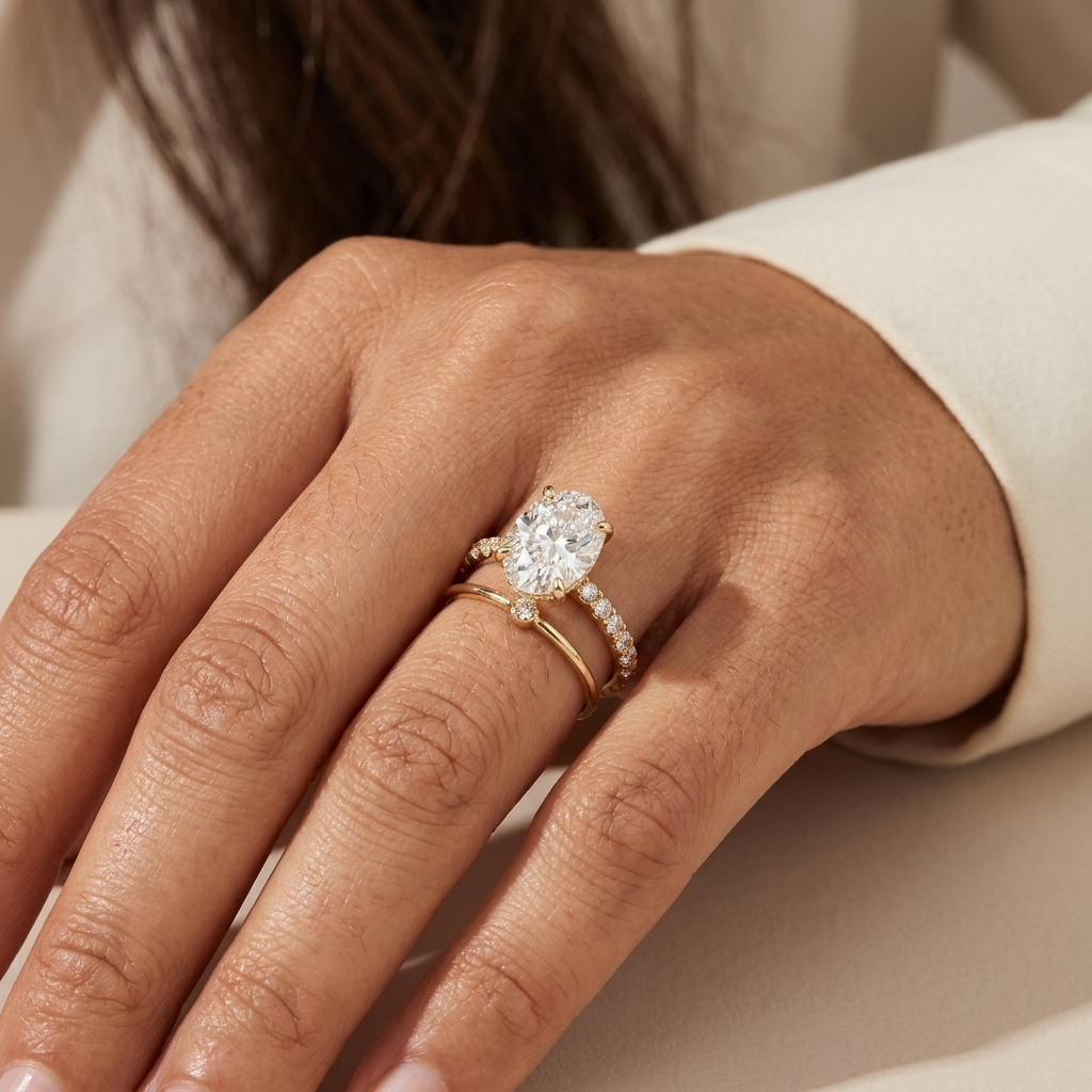 Accented oval diamond engagement ring, additional view