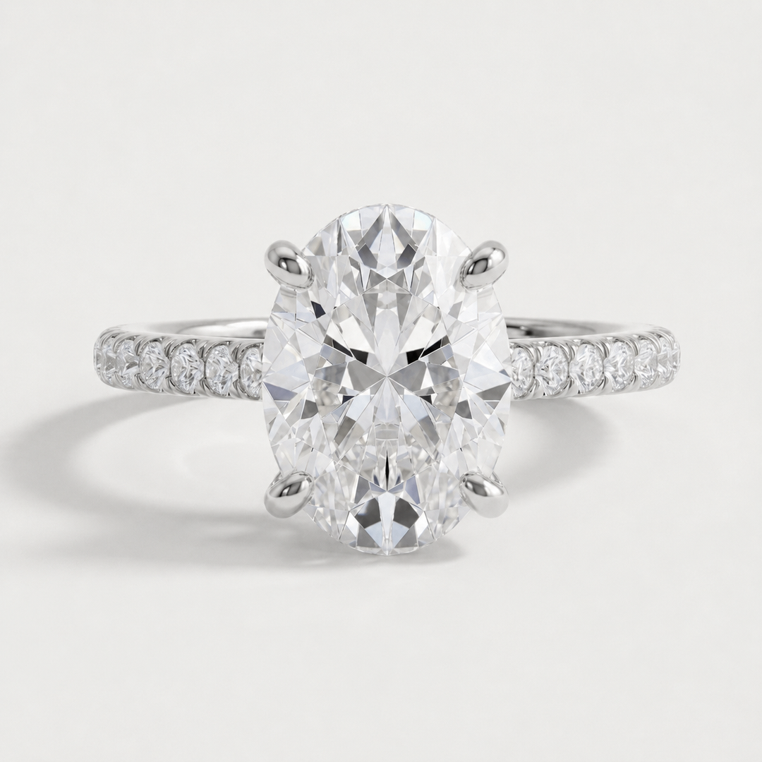 Accented oval diamond engagement ring, alternate view