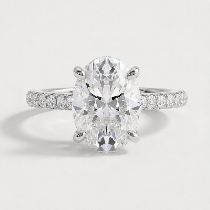 Accented oval diamond engagement ring, alternate view