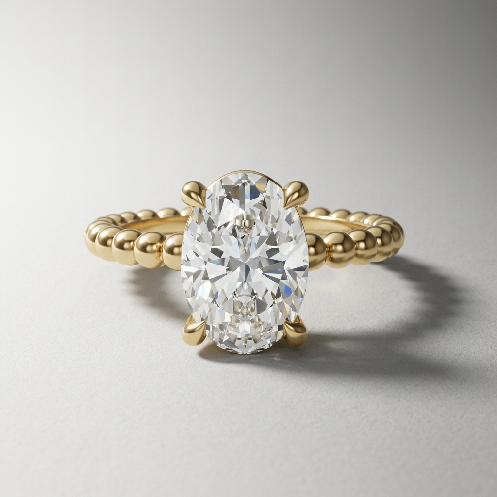 Oval Beaded Solitaire