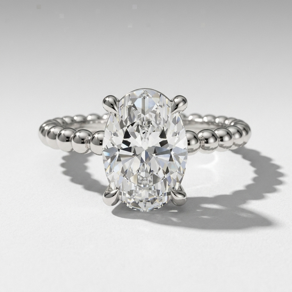Oval Beaded Solitaire